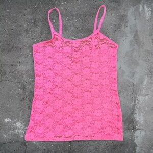 Y2K hot pink lace cami coquette mcbling barbiecore sheer fairycore rave
